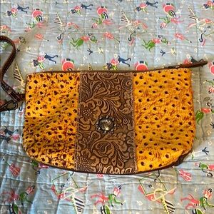 Stylish Yellow and Brown Clutch